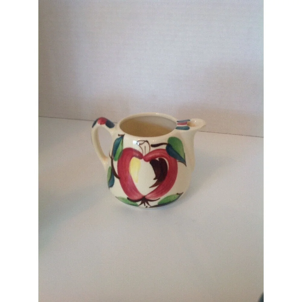 Purinton Apple Pottery slipware Tea/coffee pot with lid, Creamer& Sugar 3‎ piece